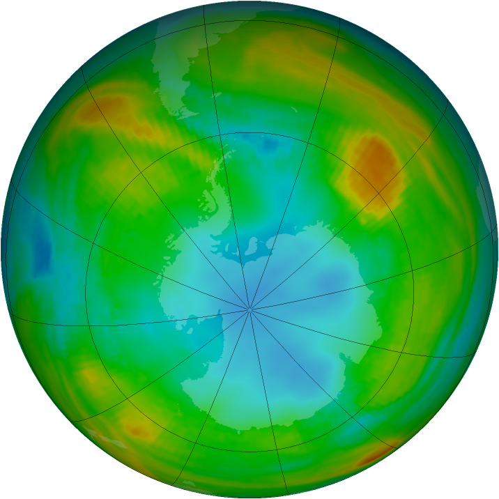 Antarctic ozone map for 03 August 1983
